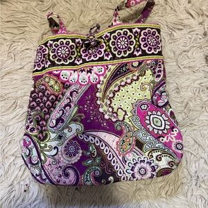 Vera Bradley - Pink and Green Paisley Quilted Tote Bag